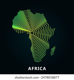 Mapa de Vector de estilo creativo de África con líneas. Mapa de África simple Ilustración vectorial abstracta aislada en fondo oscuro - EPS 10