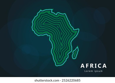 Criativo estilo mapa vetorial da África com linhas. Simples África mapa abstrato vetor ilustração isolado no fundo escuro - EPS 10