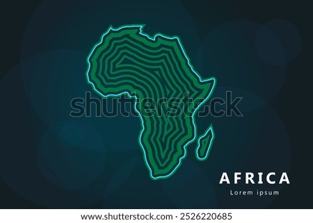 Creative style vector map of Africa with lines. Simple Africa map abstract vector illustration isolated on dark background - EPS 10