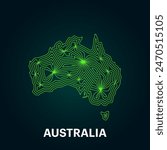 Creative style vector map of Australia with lines. Simple Australia map abstract vector illustration isolated on dark background - EPS 10