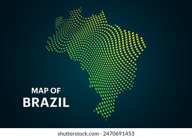 Creative style vector map of Brazil with lines. Simple dotted line art brazil map abstract vector illustration isolated on dark background - EPS 10