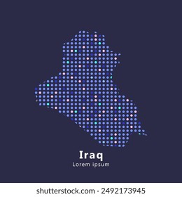 Creative style vector map of Iraq. Simple dotted art Iraq map abstract vector illustration isolated on dark background - EPS 10