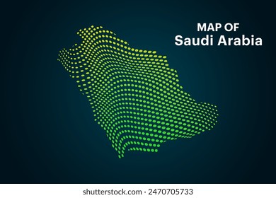 Mapa de Vector de estilo creativo de Arabia Saudita con líneas. Simple línea punteada arte Arabia Saudita mapa abstracto Ilustración vectorial aislado en fondo oscuro - EPS 10