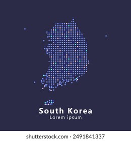 Creative style vector map of South Korea. Simple dotted art South Korea map abstract vector illustration isolated on dark background - EPS 10