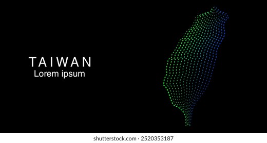 Creative style vector map of Taiwan. Simple dotted art Taiwan map abstract vector illustration isolated on dark background - EPS 10