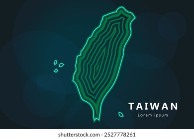 Criativo mapa de vetor de estilo de Taiwan. Linha simples arte Taiwan mapa abstrato vetor ilustração isolado no fundo escuro - EPS 10