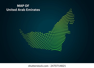 Creative style vector map of United Arab Emirates with lines. Simple dotted line art United Arab Emirates map abstract vector illustration isolated on dark background - EPS 10