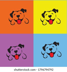 creative stylish black dog logo on 4 colors