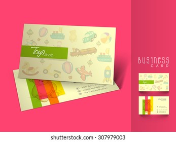 Creative stylish business card or visiting card design for Toy Shop.