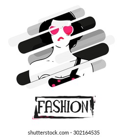 Creative stylish illustration of young fashionable girl on for Fashion.