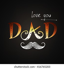 Creative and stylish line art shiny text based greeting card design for Happy Father's Day.
