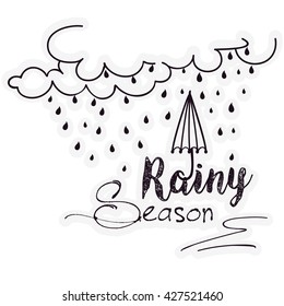 Creative and stylish line art text based design for Monsoon or Rainy Season on white background.
