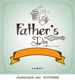 Creative and stylish line art text based greeting card design with ribbon for Happy Father's Day.