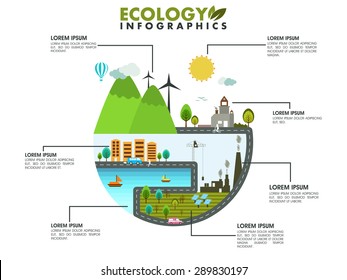 Creative stylish save ecological infographic layout with city view for print or presentation.