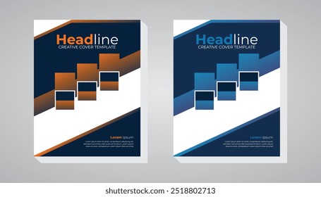 Creative and stylish two creative gradient colorful book cover design. Report cover, annual report, poster design, business book cover, company cover design.
