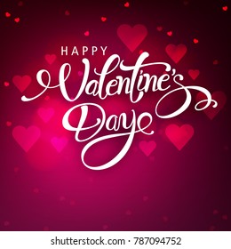 Creative and stylish typography abstract poster with handwritten calligraphy text of Happy Valentine's day , isolated on love based theme background can be used as valentine greeting card, love card