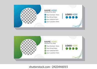 Creative stylish unique colorful email signature design and footer template