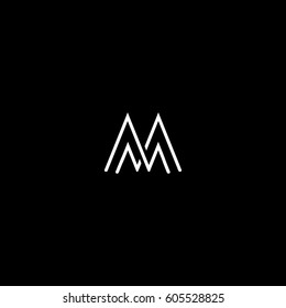 Creative  stylish unique mountain shape black and  white MM M initial based letter icon logo