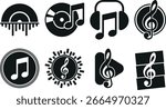 a creative and stylish vector theme with music-inspired logos, ideal for bands, apps, events, and audio branding.