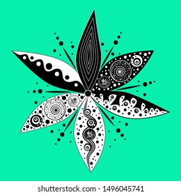 Creative stylized flower on green background. Vector illustration.