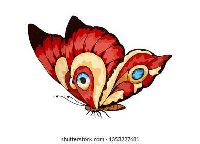 Creative stylized fly butterfly for wedding invitations, cards, tickets, congratulations, branding, sticker, logo, label. Black and white graphic in doodle tangle style for colored tattoo