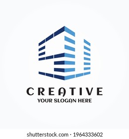 Creative SU letters building  house logo design symbol