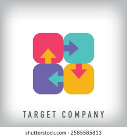 Creative success arrows sign logo design. Vector flat style. Identity design for development service company.