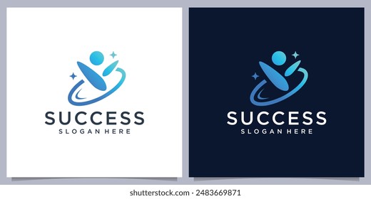 Diseño de logotipo de la gente de éxito creativo. Ilustración vectorial de concepto de logotipo de liderazgo.