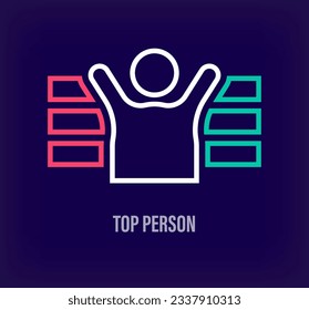 Logo de una persona creativa exitosa. Transiciones de color únicas. Plantilla única de evaluación, éxito y logotipo deportivo. vector