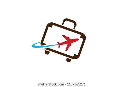 Creative Suitcase Travel airplane symbol Creative Air Logo Design Illustration