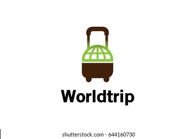 Creative Suitcase Travel World Symbol Air Logo Design Illustration