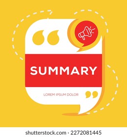 Creative (Summary) text written in speech bubble, Vector illustration.