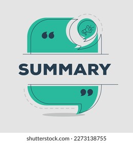 Creative (Summary) text written in speech bubble, Vector illustration.
