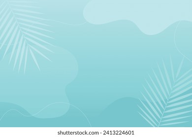 Creative summer background with tropical leaves and sea ​​waves. Great for summer sale banner, cards and prints. Vector design.