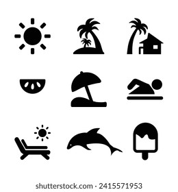 Creative summer beach vector icon illustration.