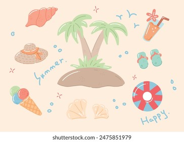 Creative summer beach vector icon illustration