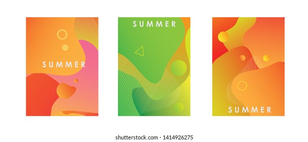 Creative summer cards with fluid gradient background. Abstract design card. Summer , layout design, greeting card, cover book, banner, poster. vector illustration.