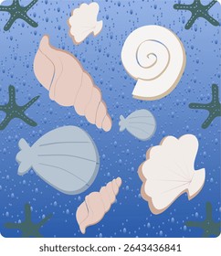 Creative summer design with sea animals theme. Vector illustration