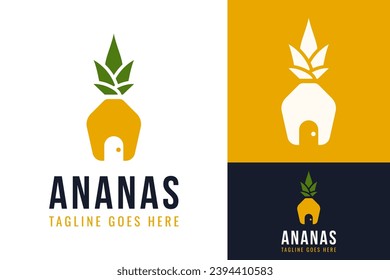 Creative Summer Fresh House Ananas Vacation Logo Design-Vorlage für das Design von Ananas