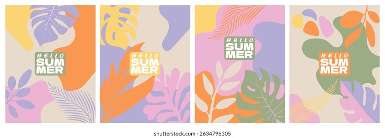 Creative summer greeting cards templates with plants flowers great for covers, ads, posters, and label highlights wall decor
