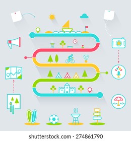 Creative Summer Outdoor Activities Infographics Icons Elements.