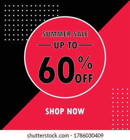 Creative Summer Sale discount banner design. Summer sale social media ad design. Social media ad for summer sale discount offer vector illustration.