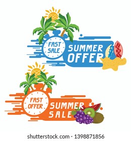 Creative summer sale, fast offer banner template
