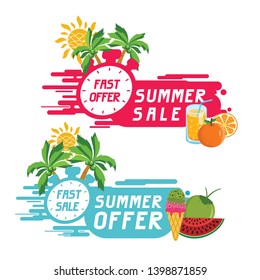 Creative summer sale, fast offer banner template