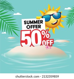 Banner de oferta especial de verano creativo, concepto de descuento de verano