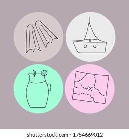 Creative Summer vintage icons, on purple