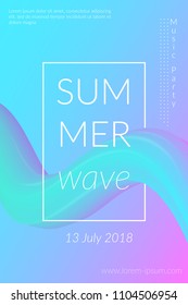 Creative summer wave poster with shape. Retro abstract colorful geometric background. Design for card, flyer, template, banner, brochure. Trendy fashion digital futuristic vector graphic illustration.