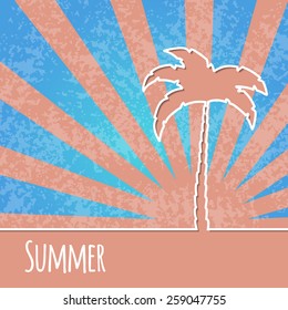 Creative Summertime Background with Continuous Line Palm Tree. Cool vacation illustration for Your business