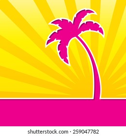 Creative Summertime Background with Continuous Line Palm Tree. Cool vacation illustration for Your business