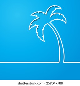 Creative Summertime Background with Continuous Line Palm Tree. Cool vacation illustration for Your business